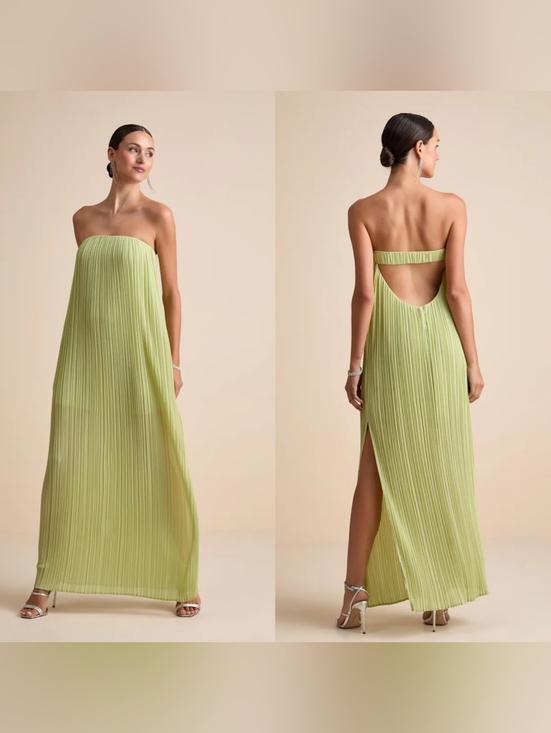 Lulus Dresses & Skirts - Lulus Yamuna Light Green Pleated Strapless Maxi Dress XS Wedding Party Formal